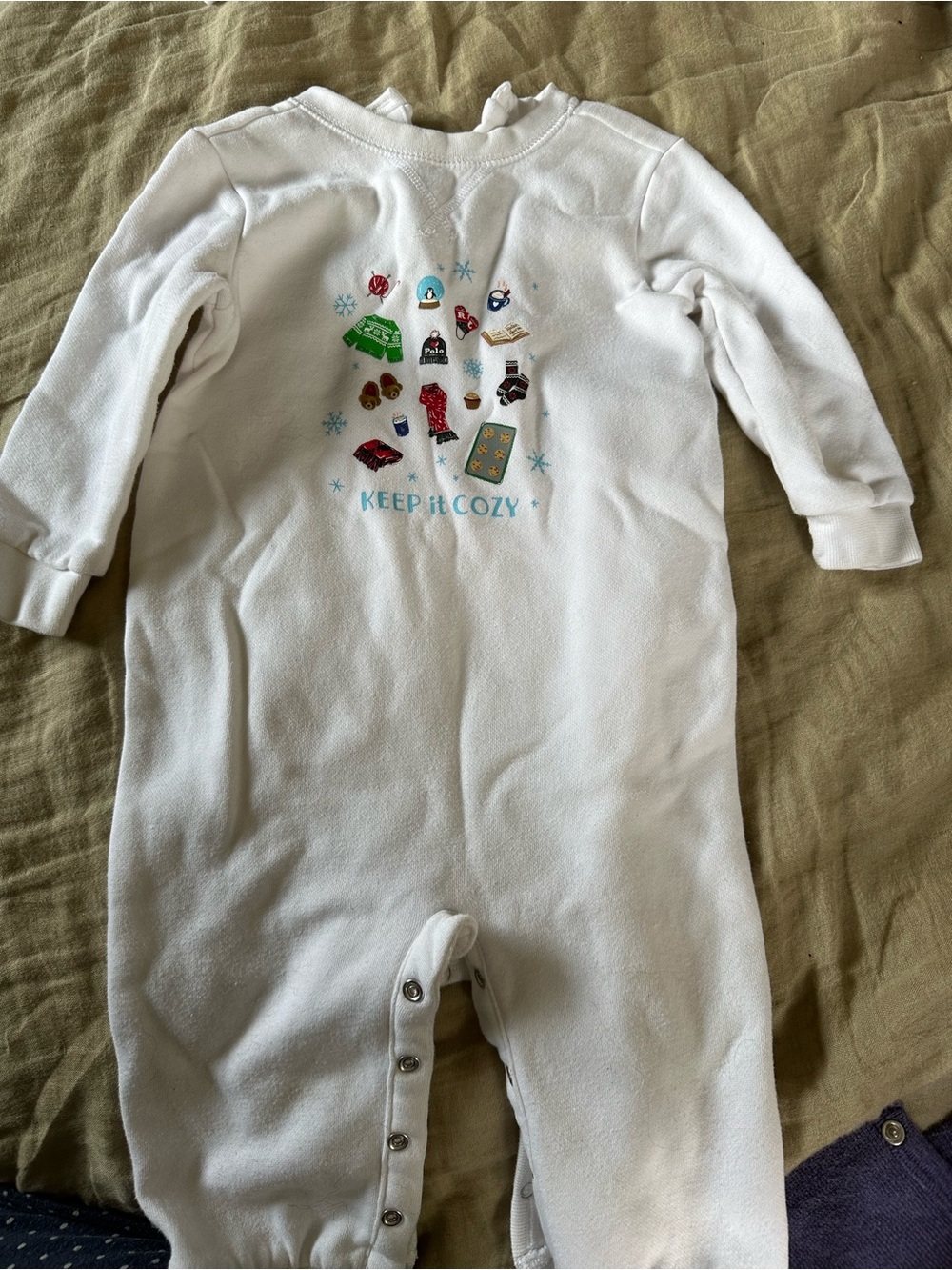 Ralph Lauren Baby Girl White Keep It Cozy onesie